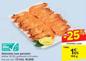 Carrefour Gekookte roze garnalen 100g aanbieding