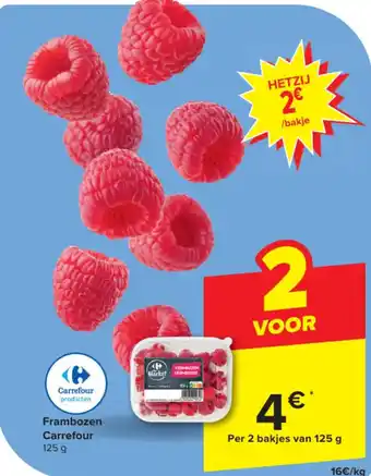 Carrefour Frambozen Per 2 bakjes van 125 g aanbieding