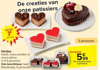 Carrefour Hartjes fraisia, choco-aardbei of choco-délice, aanbieding