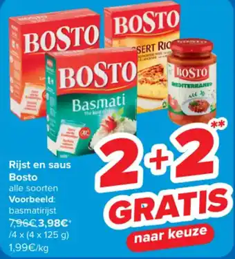 Carrefour Bosto Rijst en saus aanbieding