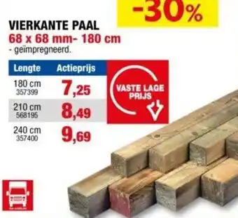 Hubo VIERKANTE PAAL 68 x 68 mm- 180 cm aanbieding