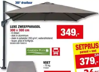 Hubo LUXE ZWEEFPARASOL 300 x 300 cm aanbieding