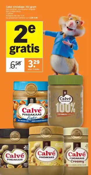 Albert Heijn Calvé pindakaas 350 gram aanbieding