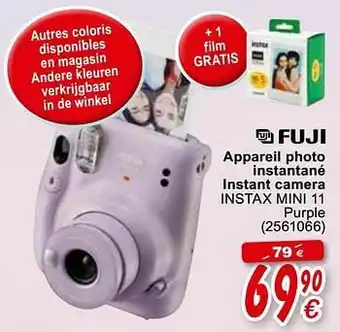 Cora Fujifilm appareil photo instantané instant camera instax mini 11 aanbieding