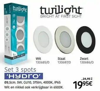 HandyHome Set 3 spots hydro wit aanbieding