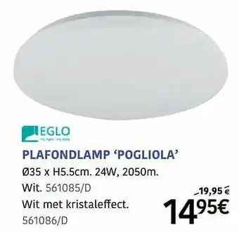 HandyHome Plafondlamp pogliola wit aanbieding