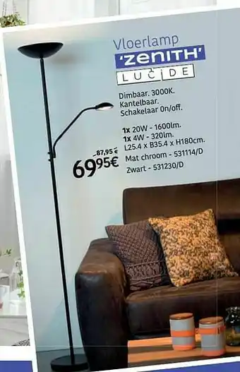 HandyHome Vloerlamp zenith mat chroom aanbieding