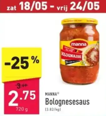 ALDI MANNA Bolognesesaus 720g aanbieding