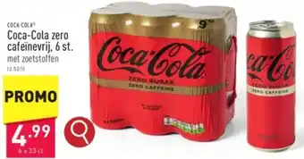 ALDI Coca-Cola zero cafeïnevrij, 6 x 33 cl aanbieding