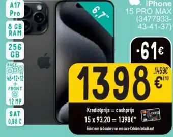 Cora iPhone 15 PRO MAX aanbieding