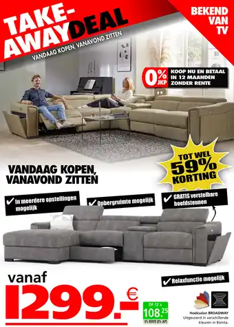 Seats and Sofas Hoeksalon Broadway aanbieding