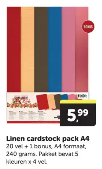 Boekenvoordeel Linen Cardstock Pack A4 aanbieding