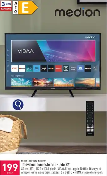 ALDI MEDION LIFE P13214 - MD30315 Téléviseur connecté full HD de 32" aanbieding