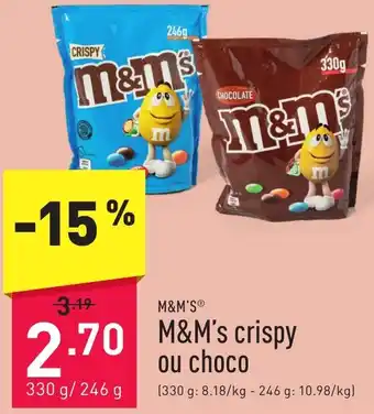 ALDI M&M's crispy ou choco aanbieding