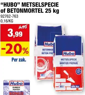 Hubo METSELSPECIE of BETONMORTEL 25 kg aanbieding
