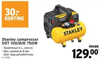 GAMMA Stanley compressor DST 100/8/6 750W aanbieding