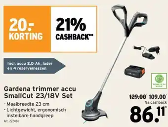 GAMMA Gardena trimmer accu SmallCut 23/18V Set aanbieding