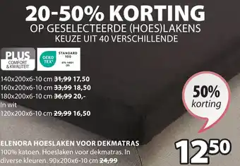 Jysk ELENORA HOESLAKEN VOOR DEKMATRAS aanbieding