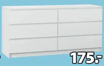 Jysk LIMFJORDEN COMMODE 3+3 lades B161 x H79 x D48 cm aanbieding