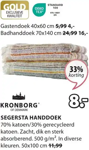 Jysk KRONBORG SEGERSTA HANDDOEK 50x100 cm aanbieding