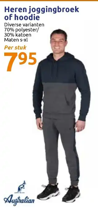 Action Australian Heren joggingbroek of hoodie S-XL aanbieding
