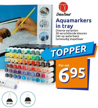 Action Decotime Aquamarkers in tray aanbieding
