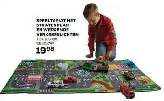 Speeltapijt met stratenplan en werkende verkeerslichten