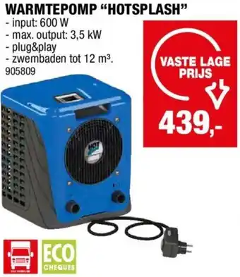 Hubo WARMTEPOMP HOTSPLASH aanbieding