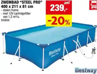 Hubo ZWEMBAD STEEL PRO 400 x 211 x 81 cm aanbieding