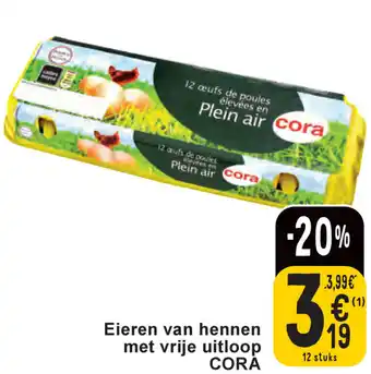 Cora Eieren van hennen met vrije uitloop aanbieding