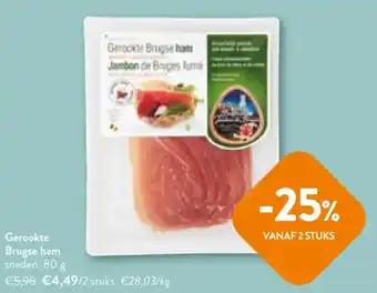 OKay Gerookte Brugse ham sneden 80 g aanbieding