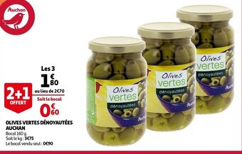 Auchan Auchan Olives Vertes Denoyautees 160g aanbieding