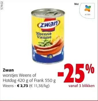 Colruyt Zwan Hotdog 420 g of Frank 550g aanbieding