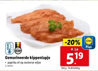 Lidl Gemarineerde kippenlapje 500g aanbieding