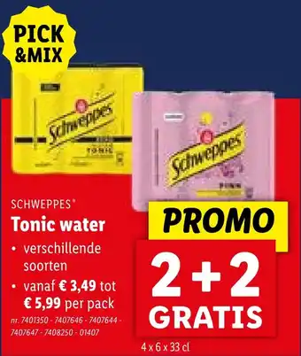 Lidl Schweppes Tonic Water 4 x 6 x 33cL aanbieding