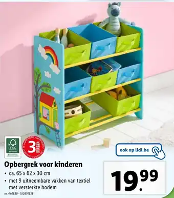 Lidl Opbergrek voor kinderen 65 x 62 x 30cm aanbieding