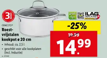 Lidl ERNESTO Roestvrijstalen kookpot ø 20 cGRANISTONE HL aanbieding