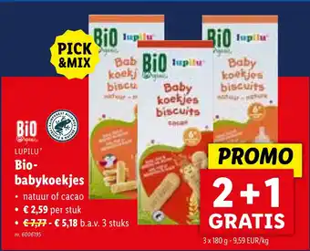 Lidl LUPILU Bio Babykoekjes 3 x 180g aanbieding