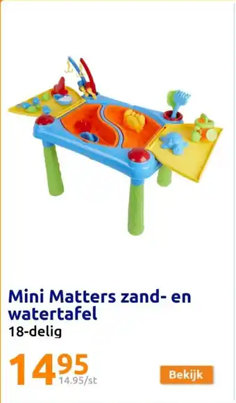 Action Mini Matters zand- en watertafel 18 delig aanbieding