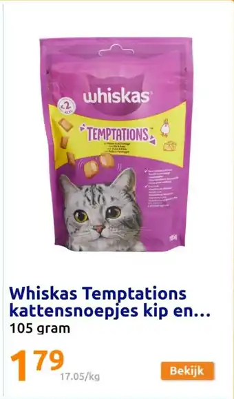 Action Whiskas Temptations kattensnoepjes kip en aanbieding