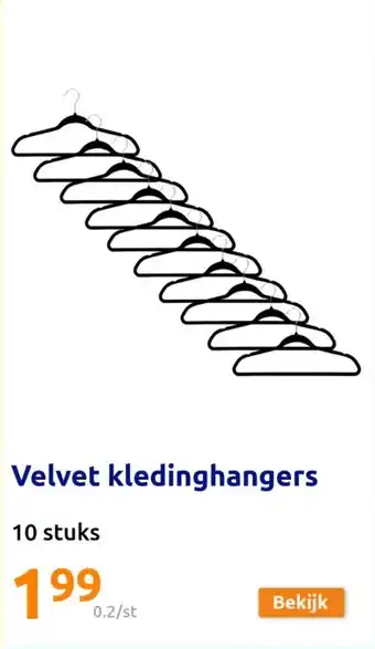 Action Velvet kledinghangers 10 stuks aanbieding