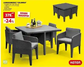 Hubo LOUNGEDINERSET “COLUMBIA” aanbieding