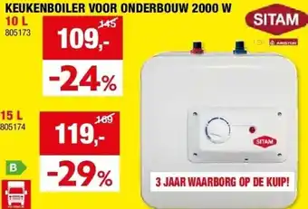 Hubo KEUKENBOILER VOOR ONDERBOUW 2000 W aanbieding