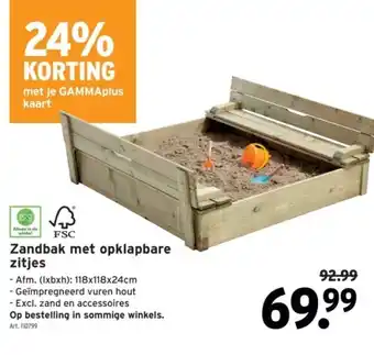 GAMMA Zandbak met opklapbare zitjes aanbieding