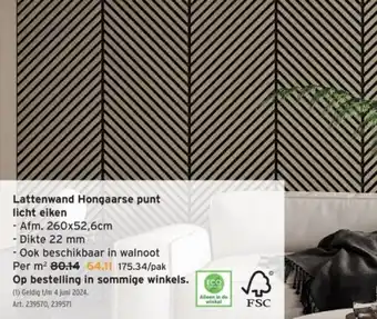 GAMMA Lattenwand Hongaarse punt licht eiken aanbieding