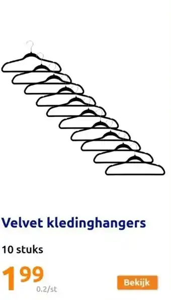 Action Velvet kledinghangers aanbieding