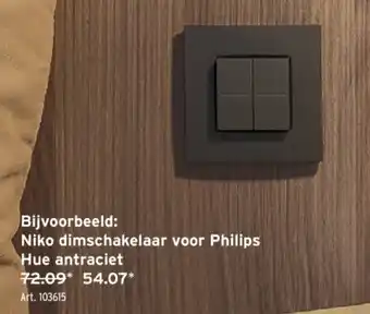 GAMMA Niko dimschakelaar voor Philips Hue antraciet aanbieding