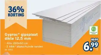 GAMMA Gyproc gipsplaat dikte 12,5 mm aanbieding