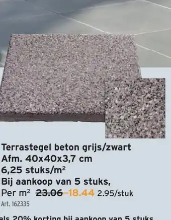 GAMMA Terrastegel beton grijs/zwart aanbieding