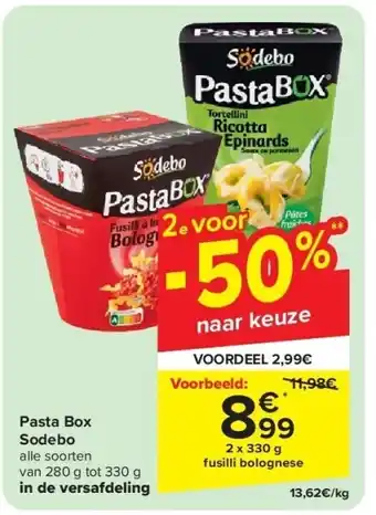Carrefour Pasta Box Sodebo in de versafdeling aanbieding